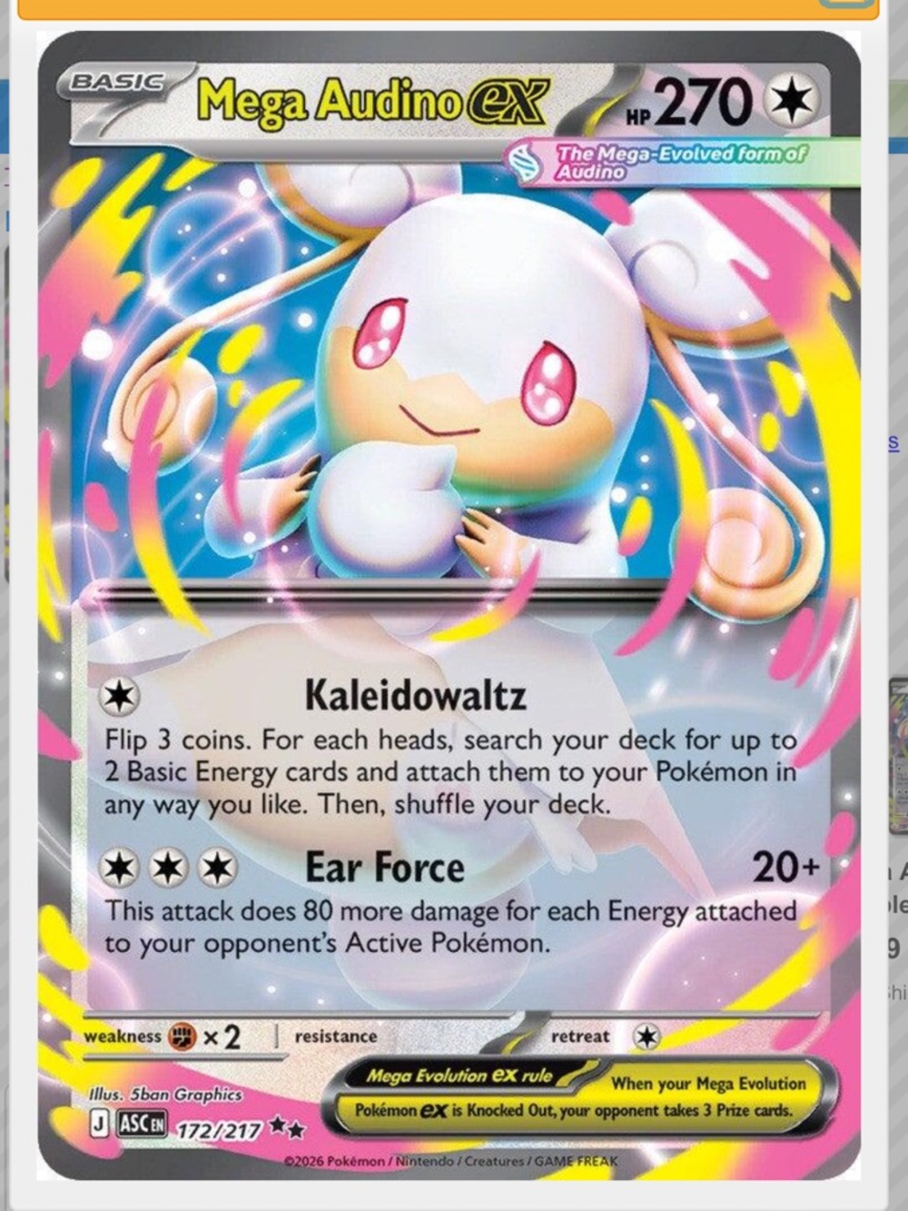 Mega Audino Ex #172 Pokemon Ascended Heroes